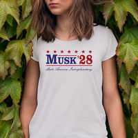 Musk '28 T-Shirt – Make America Interplanetary | Patriotic Space-Inspired Tee