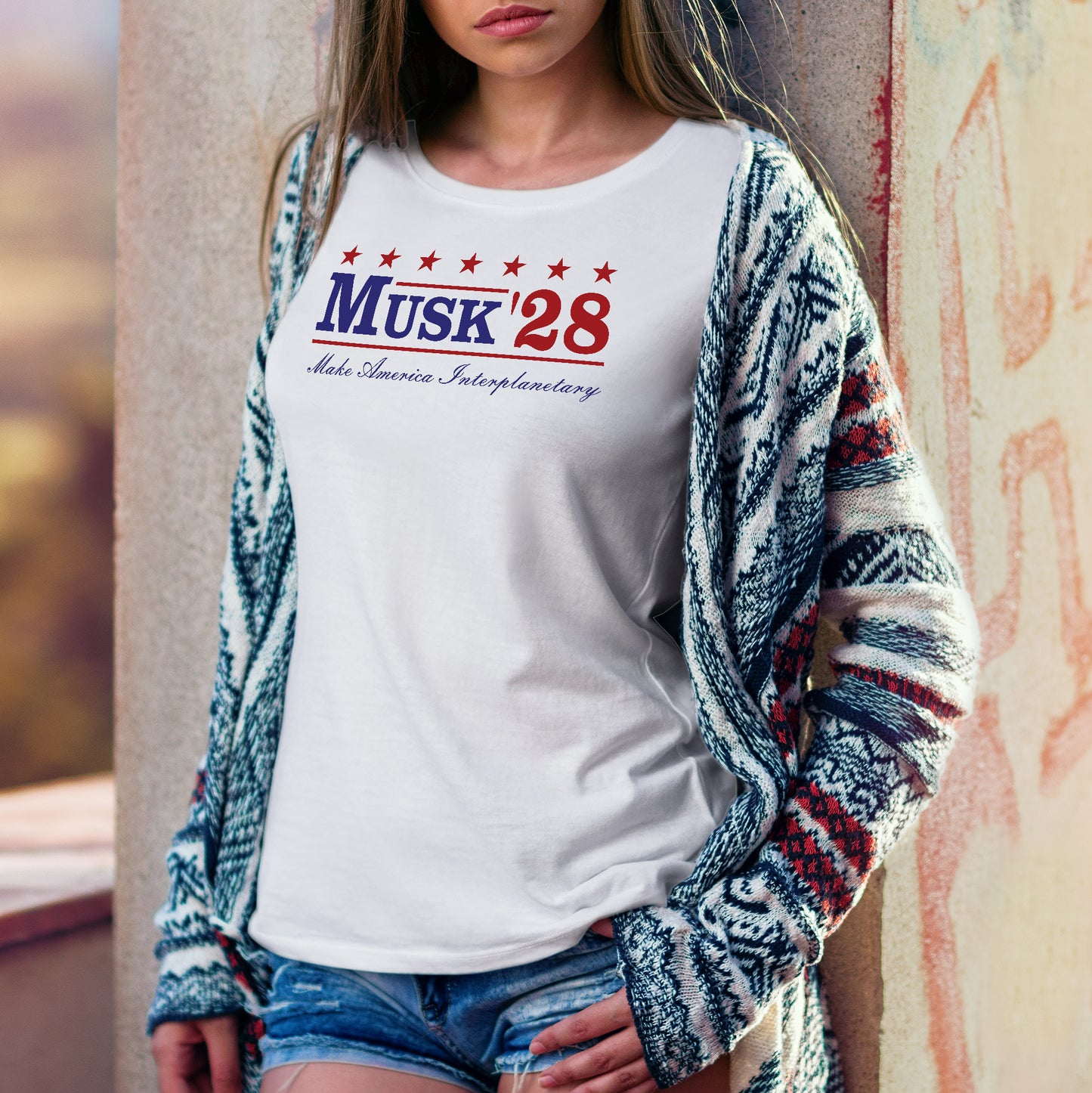 Musk '28 T-Shirt – Make America Interplanetary | Patriotic Space-Inspired Tee