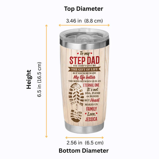 Personalized To My Step Dad 20oz Tumbler - Customized Father's Day Gifts From Son - Stepped Up Dad Mug - Birthday Gift for Stepfather Christmas
