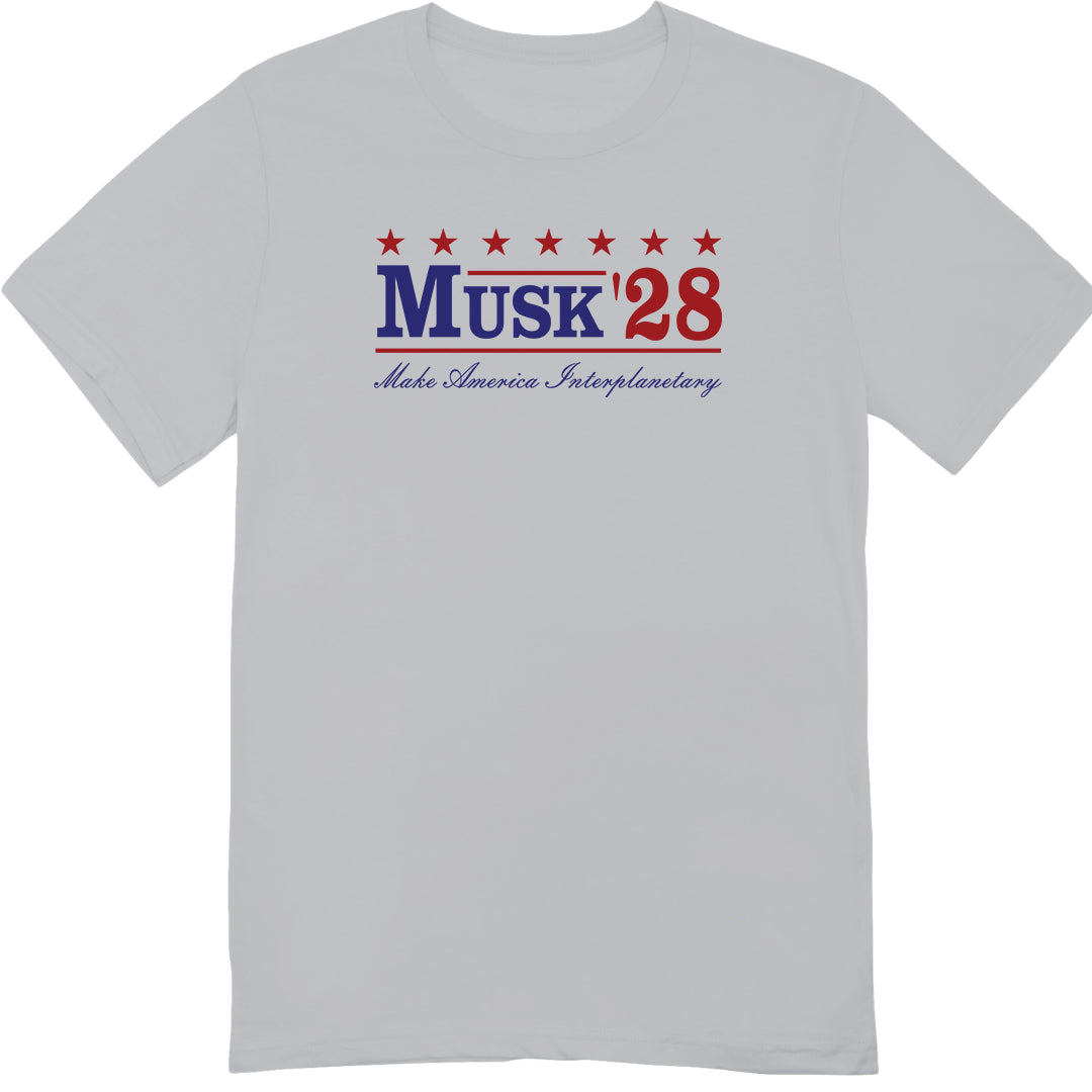 Musk '28 T-Shirt – Make America Interplanetary | Patriotic Space-Inspired Tee