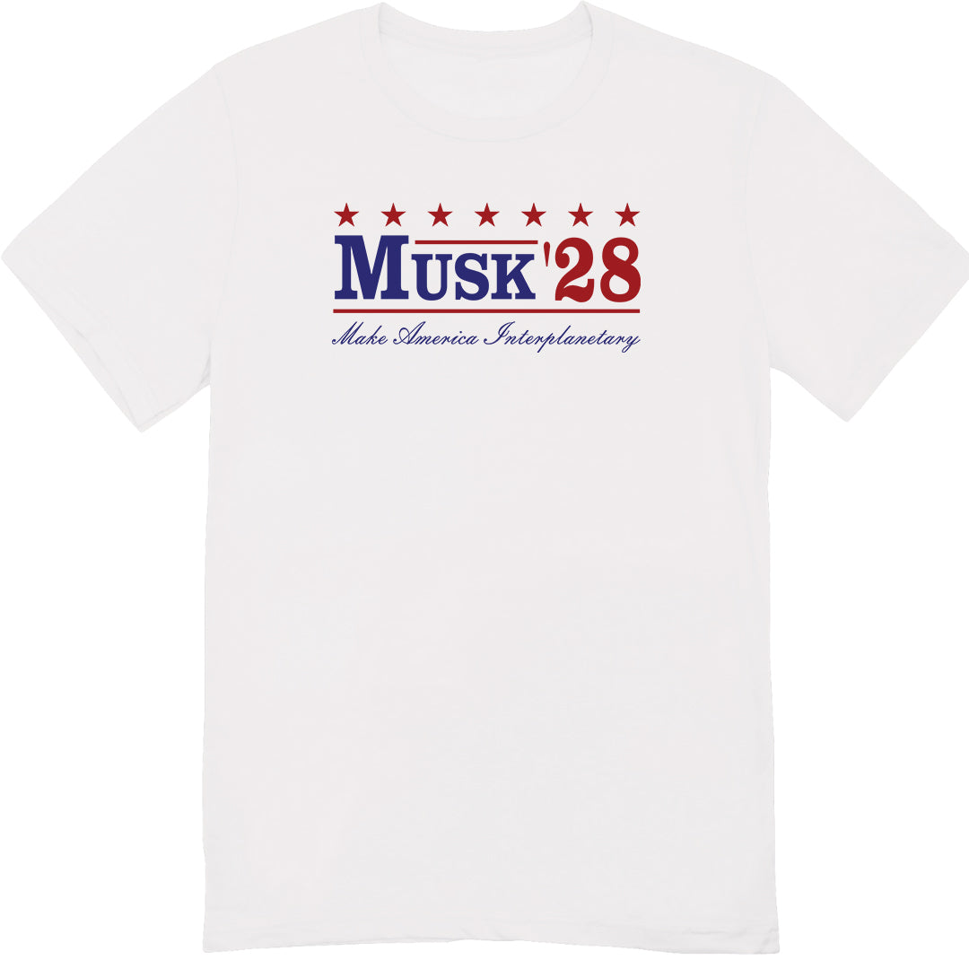 Musk '28 T-Shirt – Make America Interplanetary | Patriotic Space-Inspired Tee