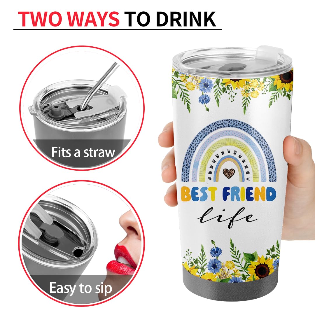 Best Friend 20oz Tumbler - Bestie Cups Birthday Gifts - Friends Coffee Mugs for Women - Gift for Your Best Friend Birthday Christmas
