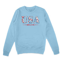 America Fourth of July Embroidered Sweatshirt for Women - 4th of July Shirt Embroidery - Patriotic Est 1776 Shirt for Women