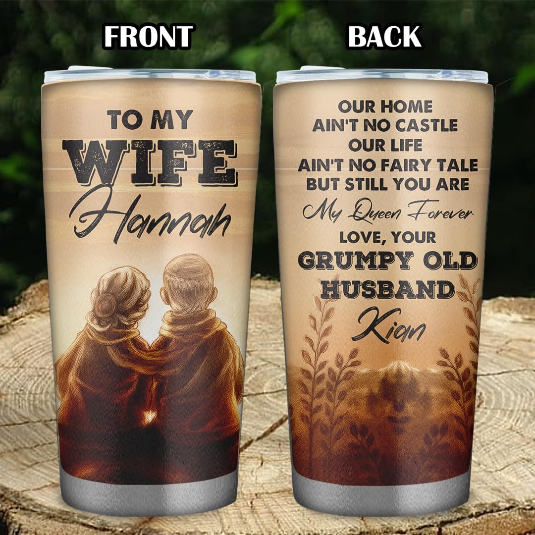 Personalized To My Wife 20 oz Tumbler - Tumbler for Women with Name - Christmas Gifts for Wife Anniversary Birthday Gift For Her - Valentines day gifts