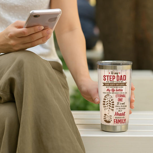 To My Step Dad 20oz Tumbler - Father's Day Mug From Son - Stepped Up Dad Mug - Birthday Gift for Stepfather