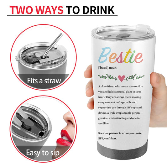 To My Bestie Gifts for Women Best Friend 20oz Tumbler - Drinking Cup Best Friend Birthday Gifts for Besties - Friendships Gift for Female Tumbler Travel Coffee Cup
