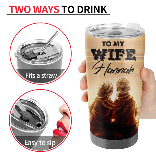 Personalized To My Wife 20 oz Tumbler - Tumbler for Women with Name - Christmas Gifts for Wife Anniversary Birthday Gift For Her - Valentines day gifts
