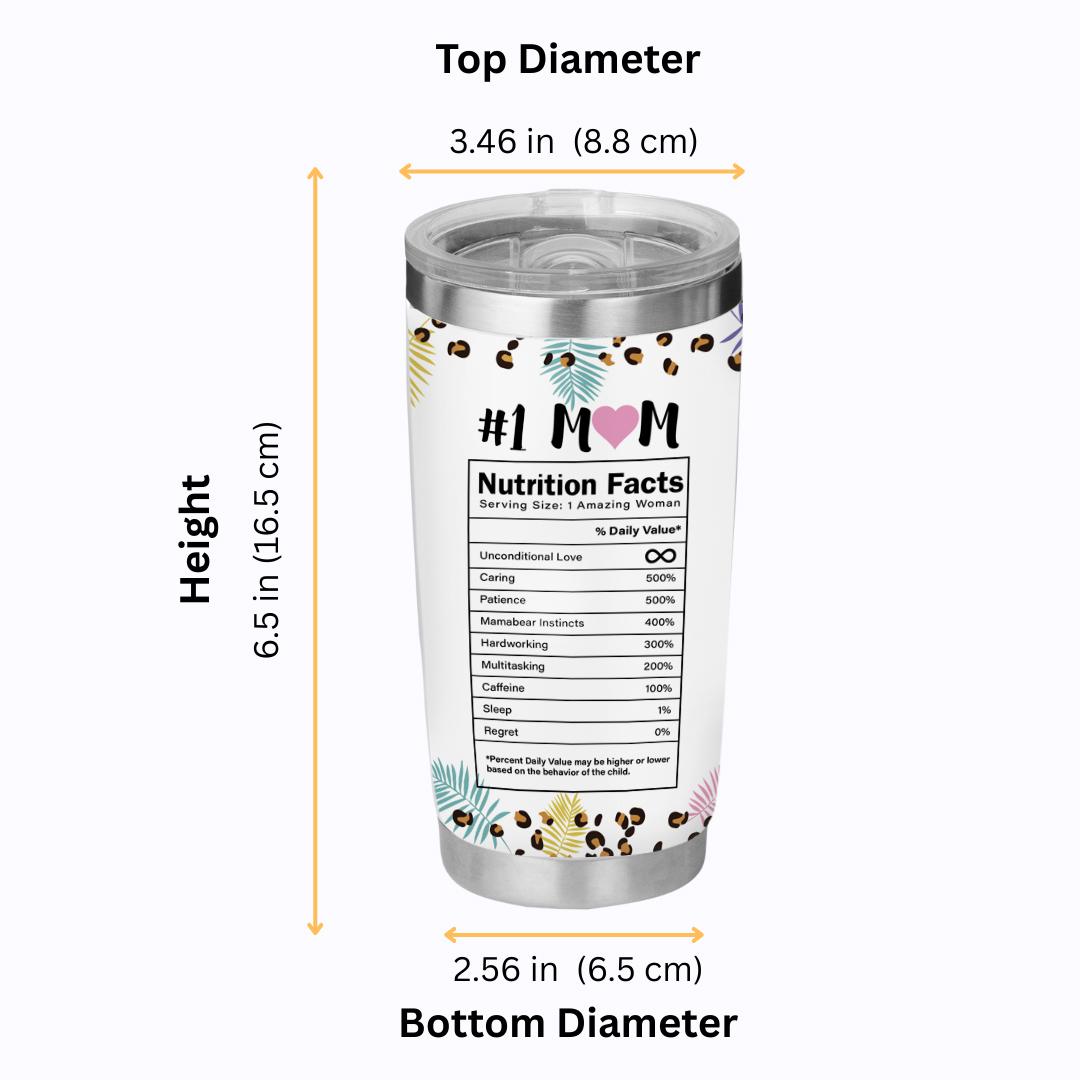 Best Mom Ever Nutrition Facts Cheetah Pattern 20 oz Tumbler - Mama Tumbler Flasks Drinkware - Mother's Day Gift from Son Daughter - Birthday Gift for Mom - Mama Gifts