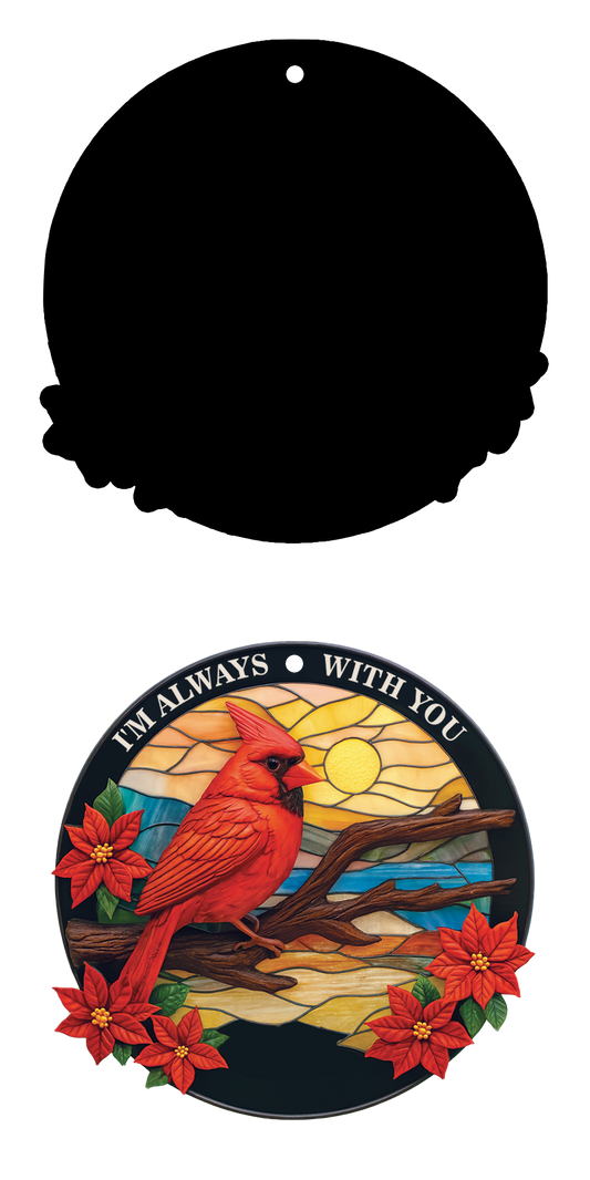 Always With You Cardinal Suncatcher Ornament – Personalized Memorial Gift