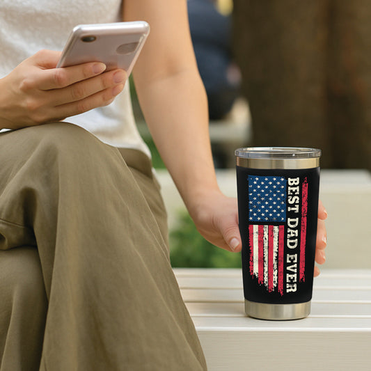 Best Dad Ever Tumbler - Dad Tumbler Flasks Drinkware - Father's Day Gift from Son Daughter - Birthday Gift for Dad