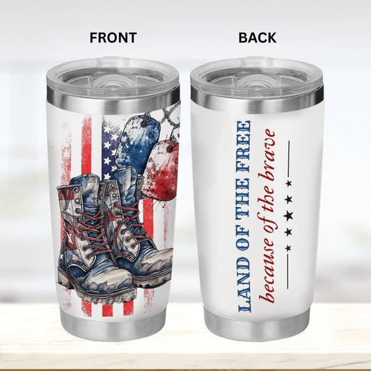Veteran's Boot Tumbler - Memorial Day Tumbler Flasks Drinkware - Veteran Gift