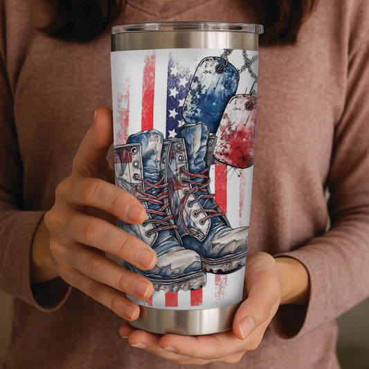 Veteran's Boot Tumbler - Memorial Day Tumbler Flasks Drinkware - Veteran Gift