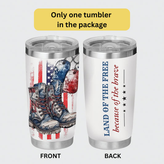 Veteran's Boot Tumbler - Memorial Day Tumbler Flasks Drinkware - Veteran Gift