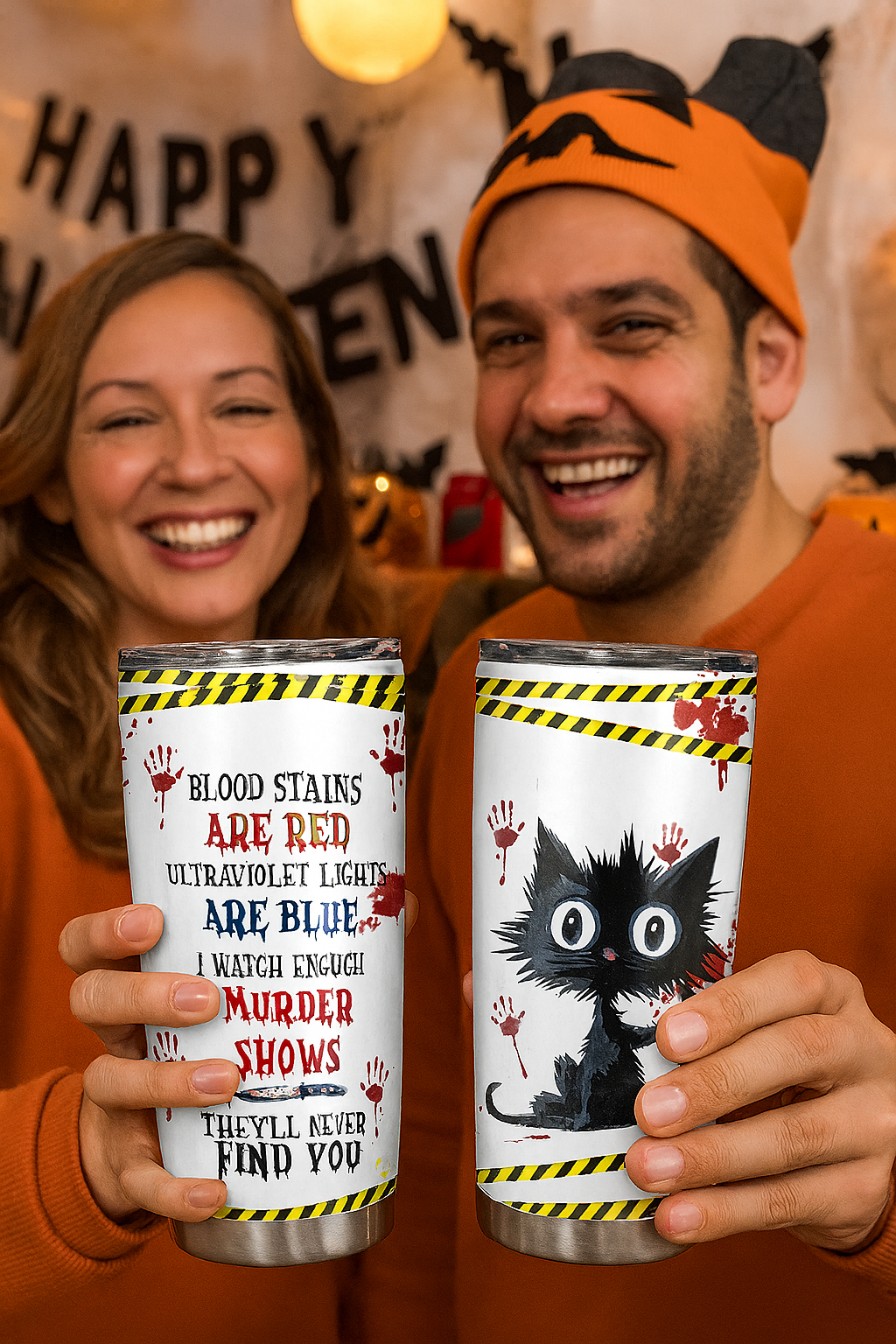 Spooky Murder Shows Cat Tumbler – 20oz Stainless Steel Travel Mug