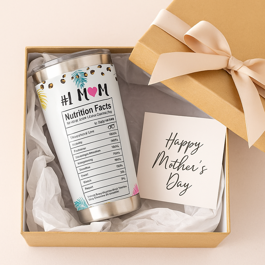 Best Mom Ever Nutrition Facts Cheetah Pattern 20 oz Tumbler - Mama Tumbler Flasks Drinkware - Mother's Day Gift from Son Daughter - Birthday Gift for Mom - Mama Gifts