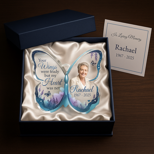 Customized Butterfly Memorial Acrylic Block Plaque - Gifts For Loss Of Loved One Table Decor - Sympathy Gifts - Custom Photo Acrylic Decoration