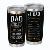Dad No.1 Tumbler - Dad Tumbler Flasks Drinkware - Father's Day Gift from Son Daughter - Birthday Gift for Dad