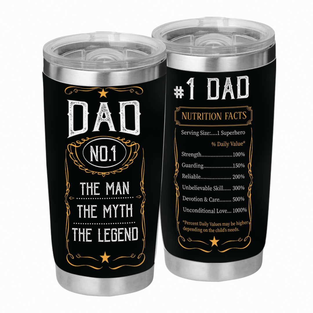 Dad No.1 Tumbler - Dad Tumbler Flasks Drinkware - Father's Day Gift from Son Daughter - Birthday Gift for Dad