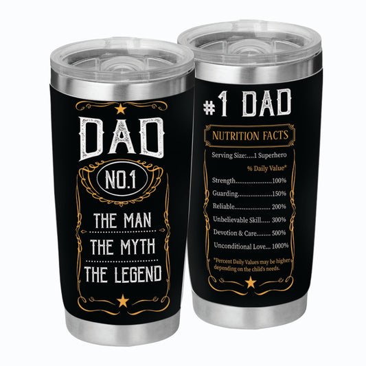 Dad No.1 Tumbler - Dad Tumbler Flasks Drinkware - Father's Day Gift from Son Daughter - Birthday Gift for Dad