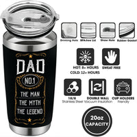 Dad No.1 Tumbler - Dad Tumbler Flasks Drinkware - Father's Day Gift from Son Daughter - Birthday Gift for Dad