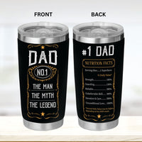 Dad No.1 Tumbler - Dad Tumbler Flasks Drinkware - Father's Day Gift from Son Daughter - Birthday Gift for Dad