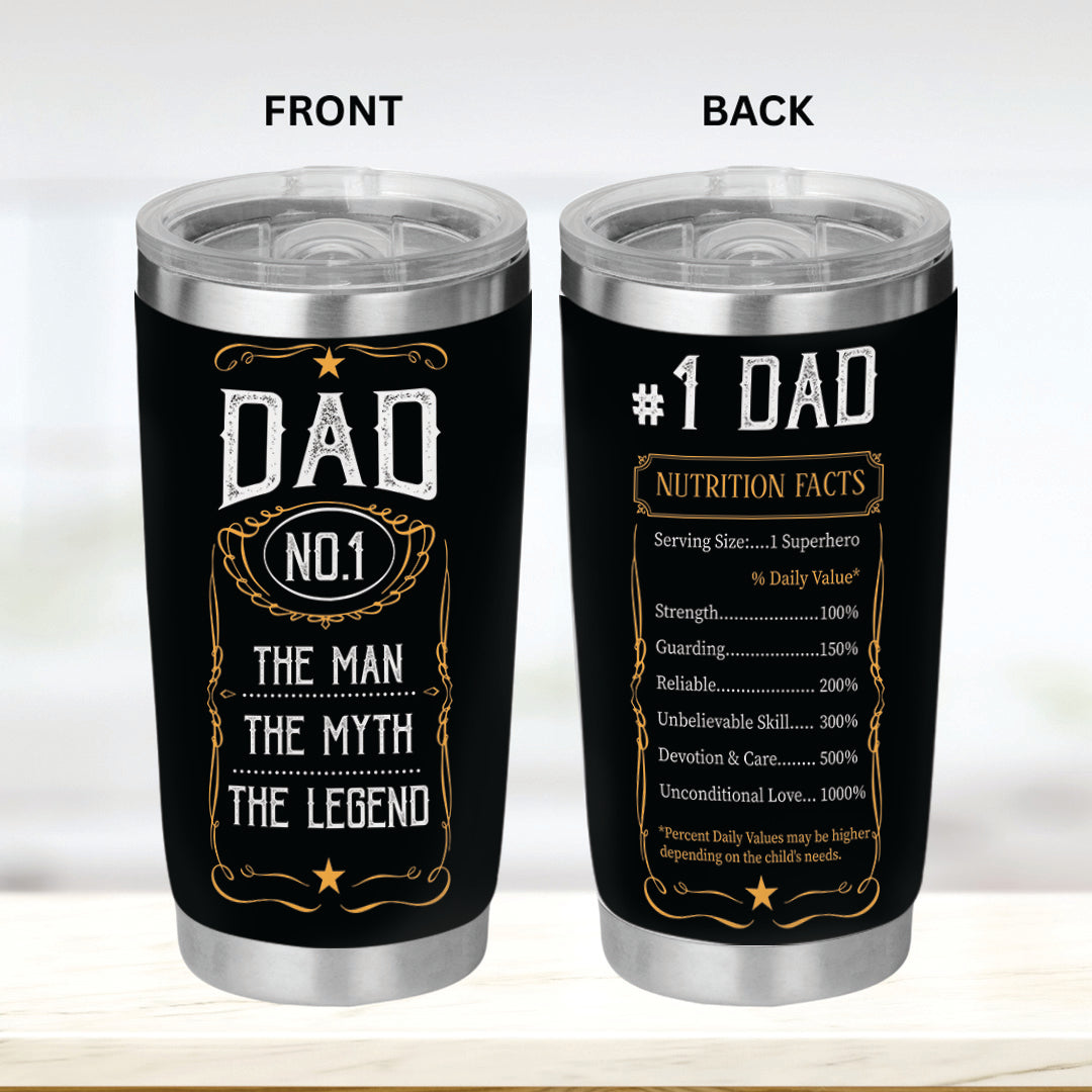Dad No.1 Tumbler - Dad Tumbler Flasks Drinkware - Father's Day Gift from Son Daughter - Birthday Gift for Dad