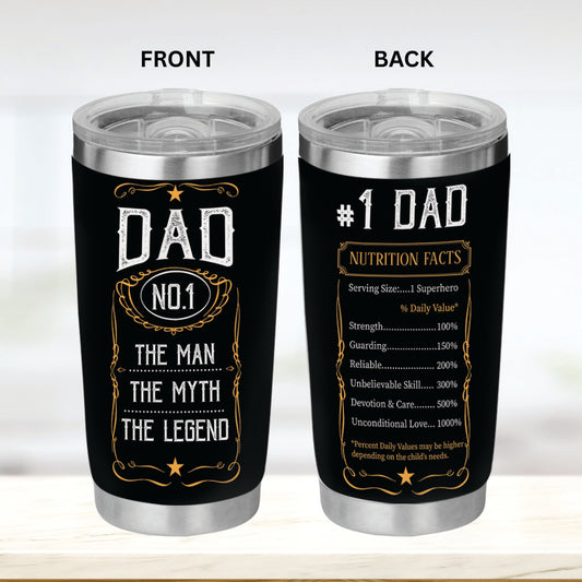 Dad No.1 Tumbler - Dad Tumbler Flasks Drinkware - Father's Day Gift from Son Daughter - Birthday Gift for Dad