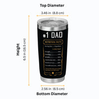 Dad No.1 Tumbler - Dad Tumbler Flasks Drinkware - Father's Day Gift from Son Daughter - Birthday Gift for Dad
