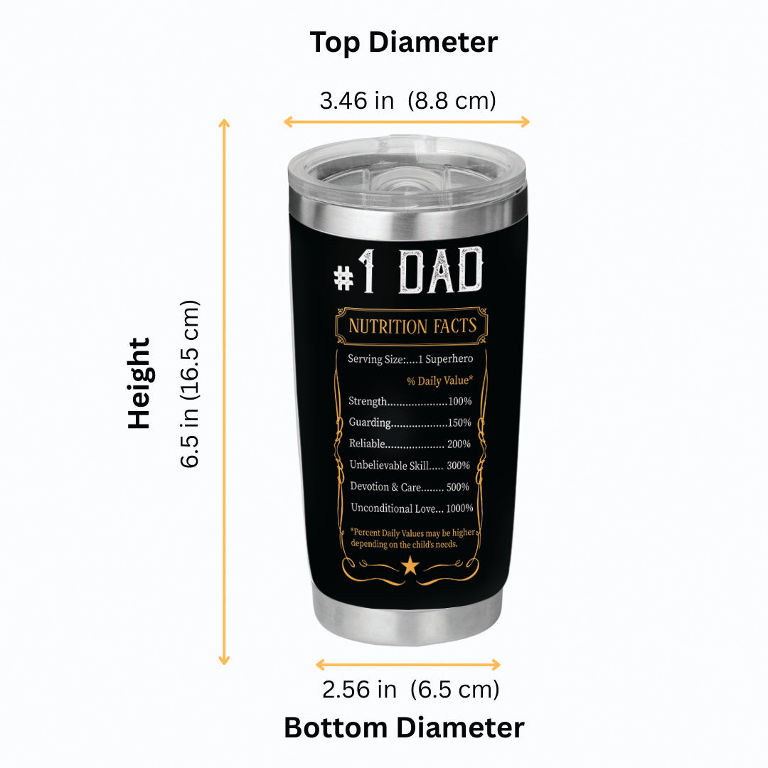 Dad No.1 Tumbler - Dad Tumbler Flasks Drinkware - Father's Day Gift from Son Daughter - Birthday Gift for Dad