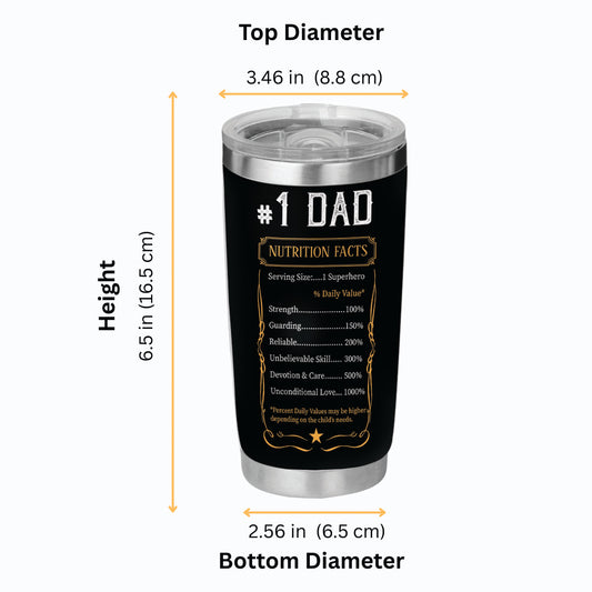 Dad No.1 Tumbler - Dad Tumbler Flasks Drinkware - Father's Day Gift from Son Daughter - Birthday Gift for Dad