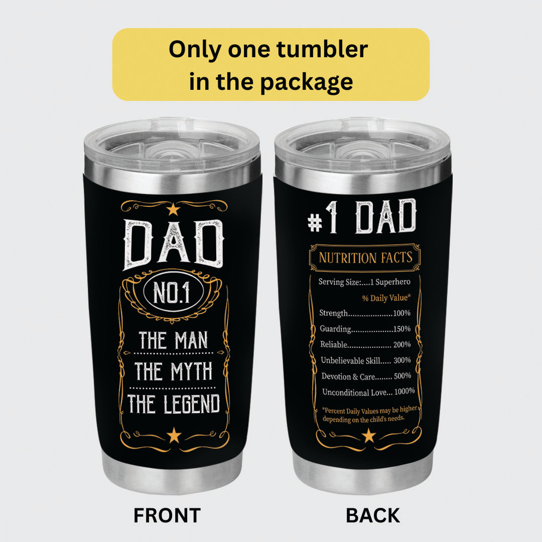 Dad No.1 Tumbler - Dad Tumbler Flasks Drinkware - Father's Day Gift from Son Daughter - Birthday Gift for Dad
