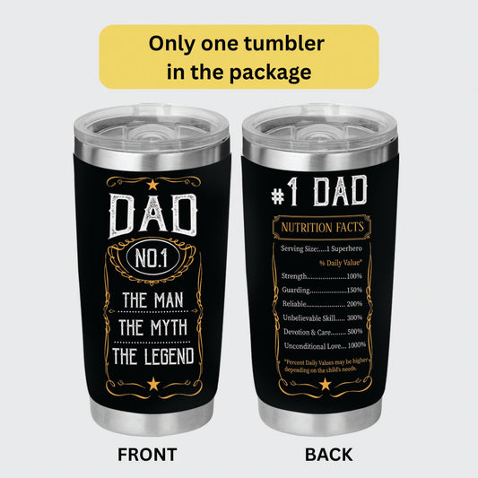 Dad No.1 Tumbler - Dad Tumbler Flasks Drinkware - Father's Day Gift from Son Daughter - Birthday Gift for Dad