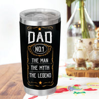 Dad No.1 Tumbler - Dad Tumbler Flasks Drinkware - Father's Day Gift from Son Daughter - Birthday Gift for Dad