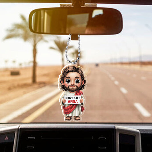 Drive Safe Jesus Car Ornament – Personalized Christian Gift for Drivers
