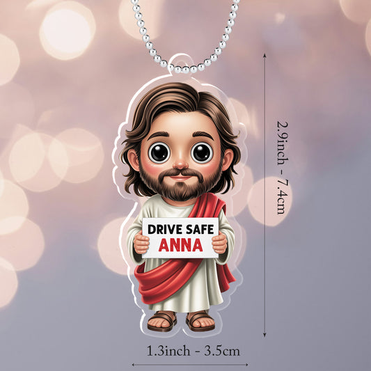 Drive Safe Jesus Car Ornament – Personalized Christian Gift for Drivers