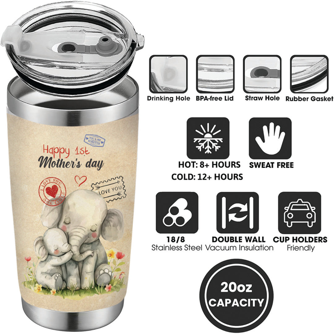 Elephant To my mommy Tumbler - Mama Tumbler Flasks Drinkware - Mother's Day Gift from Son Daughter - Birthday Gift for Mom - Mama Gifts