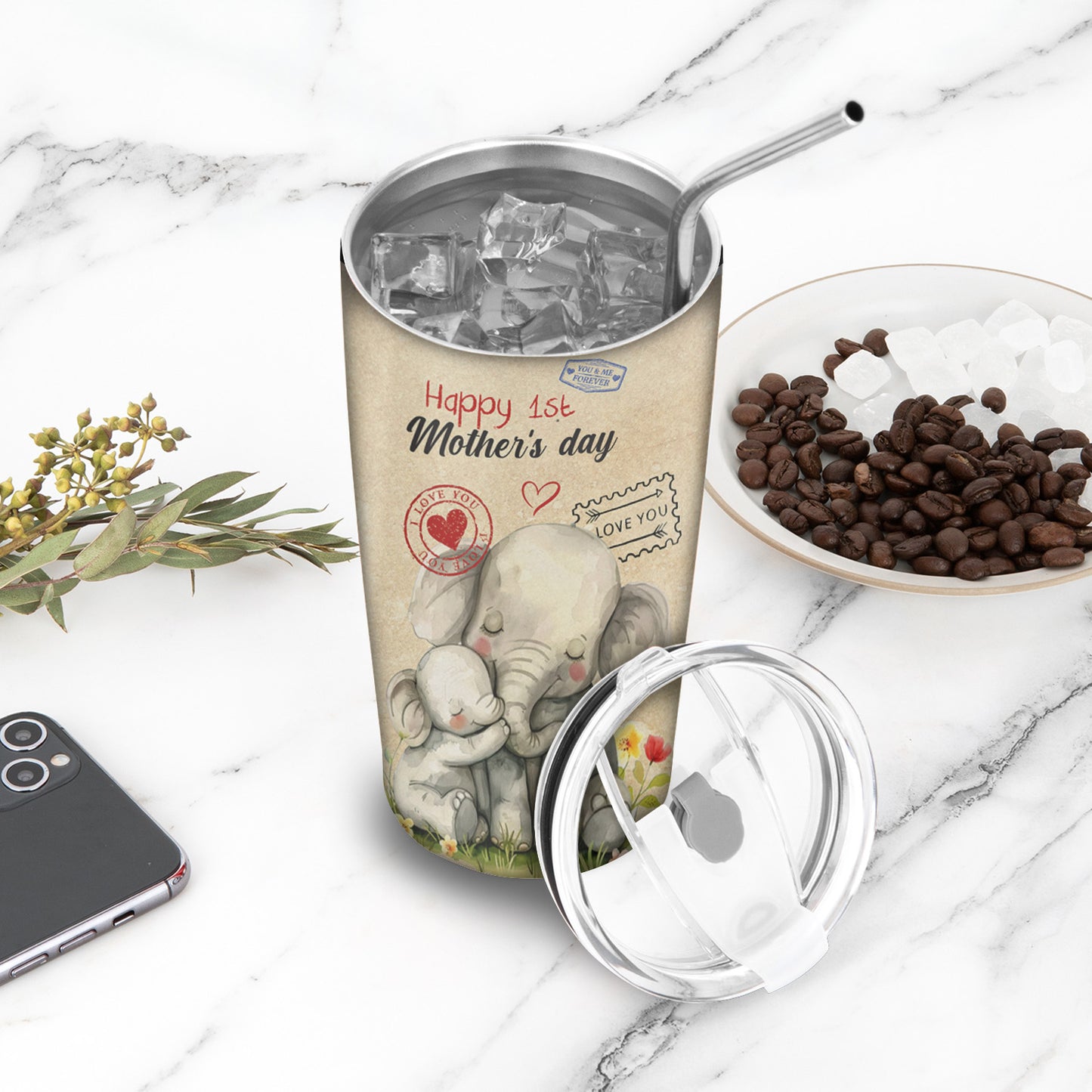 Elephant To my mommy Tumbler - Mama Tumbler Flasks Drinkware - Mother's Day Gift from Son Daughter - Birthday Gift for Mom - Mama Gifts
