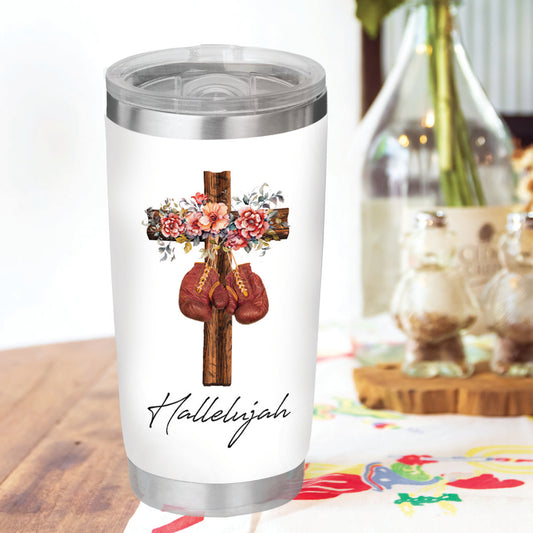 Hard Fought Hallelujah Tumbler - Christian Tumbler Flasks Drinkware - Easter Day Gift