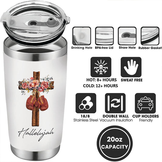 Hard Fought Hallelujah Tumbler - Christian Tumbler Flasks Drinkware - Easter Day Gift