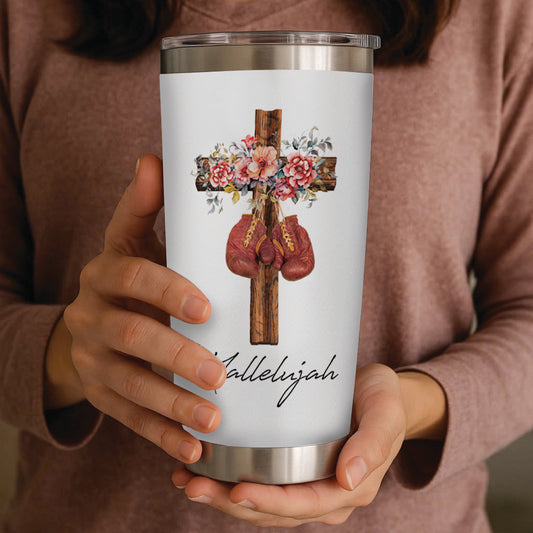 Hard Fought Hallelujah Tumbler - Christian Tumbler Flasks Drinkware - Easter Day Gift