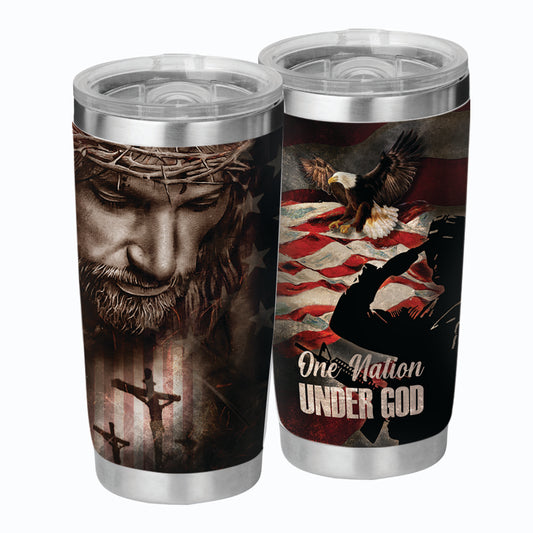 One Nation Under God Tumbler - Memorial Day Tumbler Flasks Drinkware - Veteran Gift