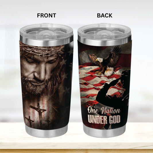 One Nation Under God Tumbler - Memorial Day Tumbler Flasks Drinkware - Veteran Gift