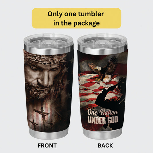 One Nation Under God Tumbler - Memorial Day Tumbler Flasks Drinkware - Veteran Gift