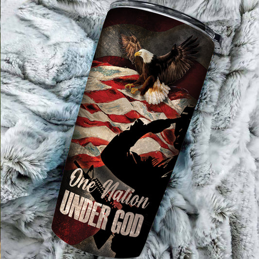One Nation Under God Tumbler - Memorial Day Tumbler Flasks Drinkware - Veteran Gift