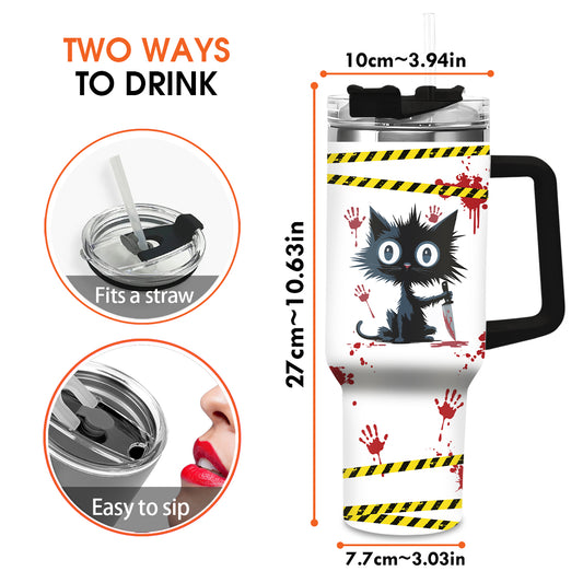 Spooky Murder Shows Cat Tumbler – 20oz Stainless Steel Travel Mug
