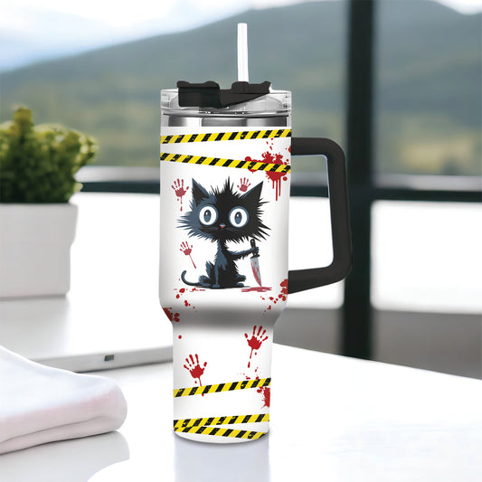Spooky Murder Shows Cat Tumbler – 20oz Stainless Steel Travel Mug