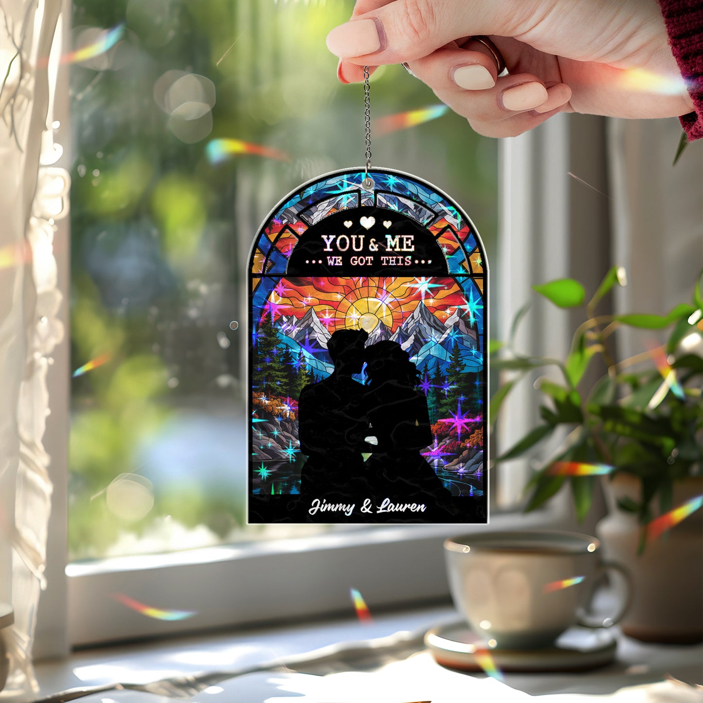 You &amp; Me We Got This Suncatcher – Personalized Couple Window Hanging Gift