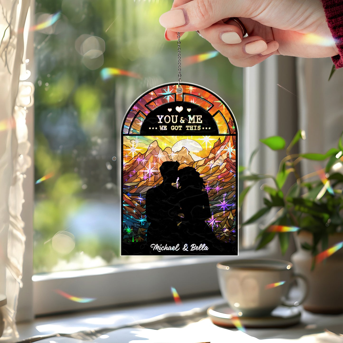 You &amp; Me We Got This Suncatcher – Personalized Couple Window Hanging Gift