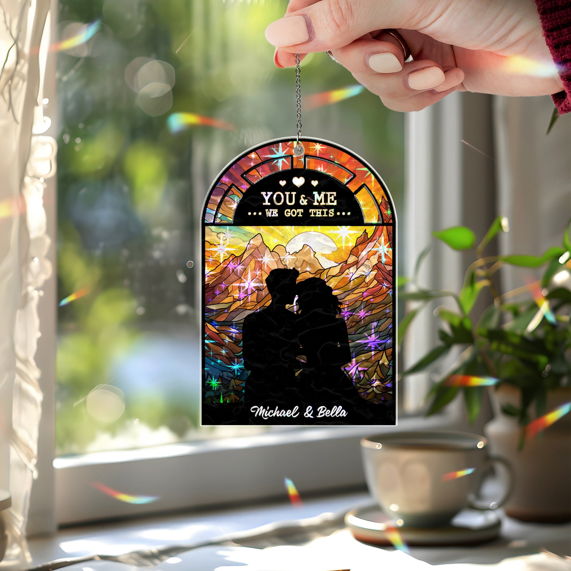 You &amp; Me We Got This Suncatcher – Personalized Couple Window Hanging Gift