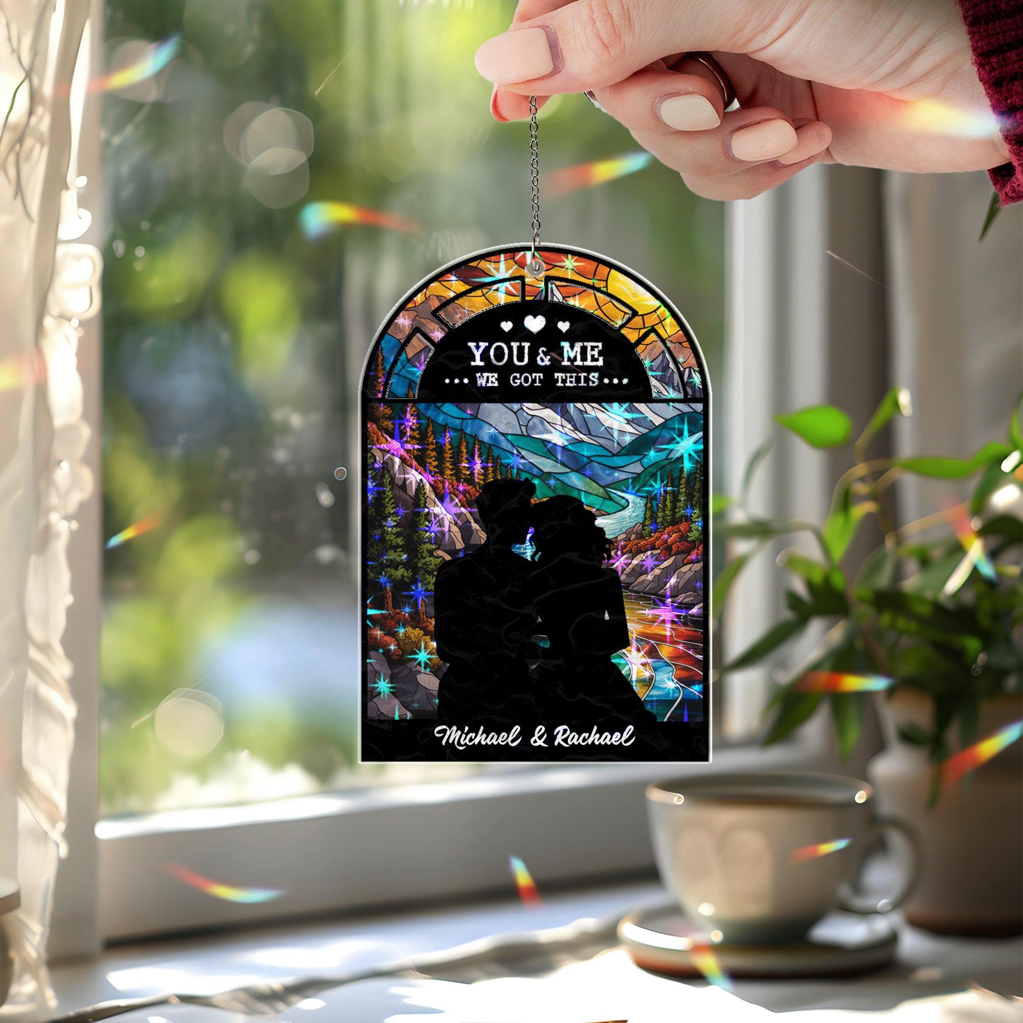 You &amp; Me We Got This Suncatcher – Personalized Couple Window Hanging Gift
